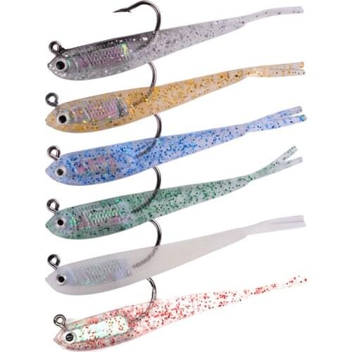 1/5PCS 75mm With Hook Soft Lure Silicone Artificial Bait Saltwater Freshwater Fishing Soft Lures Fishing Lure Fishing Gear