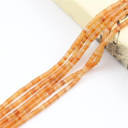1 Strand Natural Light Red Aventurine Gemstone 4mm x 2mm Small Heishi Tube Rondelle Spacer Stone Beads