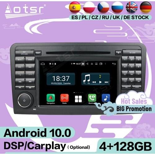 128G Carplay Multimedia Android 10 For Mercedes Benz ML CLASS W164 ML300 ML350 ML450 ML500 2005 2006-2012 GPS Receiver Head Unit