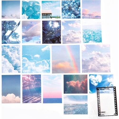 45Pcs Blue Sky Journal Stickers Cloudy Sea Rainbow Aesthetic Sticker Scrapbooking Sticker DIY Photo Album Notebook Stationery