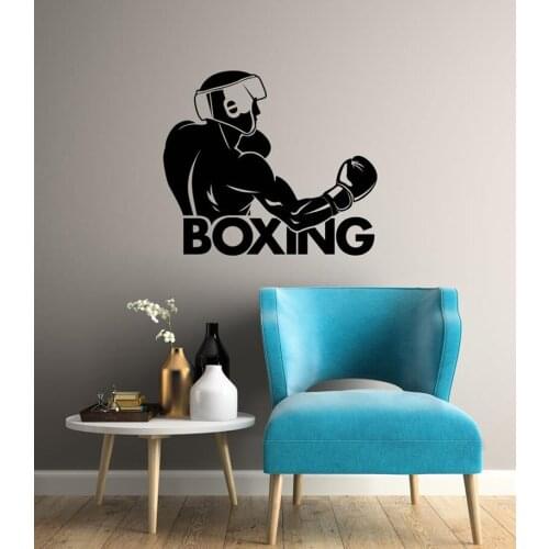 Boxer Pattern Boxing Vinyl Wall Decal Fight Club Wall Decor Fighting Sport Stickers Mural Boys Bedroom Decoration Art A193