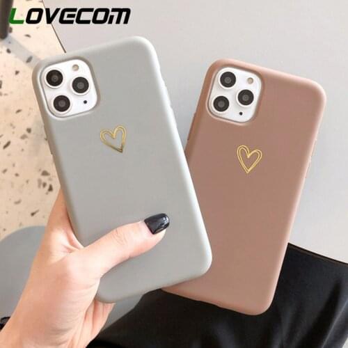LOVECOM Plated Love Heart Solid Color Phone Case For iPhone 12 Mini 11 12 Pro Max XR X XS Max 7 8 Plus Soft TPU Phone Back Cover