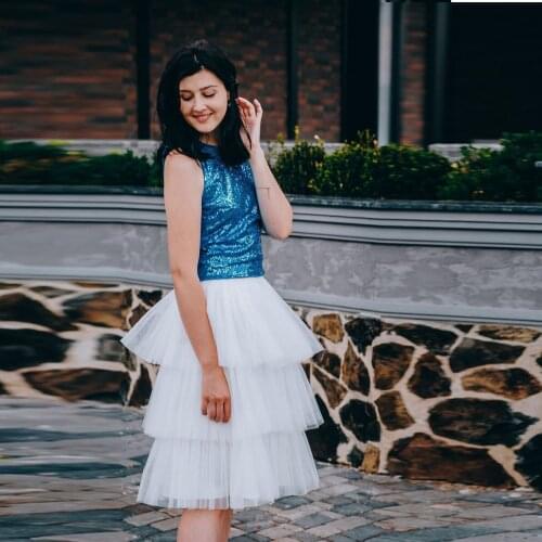 High Street Simple Classic White Women Skirts Tulle Layered Ruffles Knee Length Skirt Plus Size Custom Made