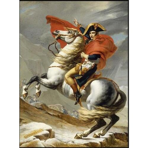 Classical Napoleon Bonaparte Portrait Horse Canvas Diamond Paintng Wall Art Picture for Living Room Home Decorations FH625