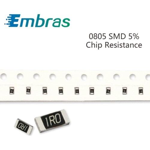 100Pcs 0805 SMD Resistor Kit 5% Tolerance 0R-22M 5.1K 5.6K 6.2K 6.8K 7.5K 8.2K 9.1K 10 Ohm Full Value Available DIY Assorted Set