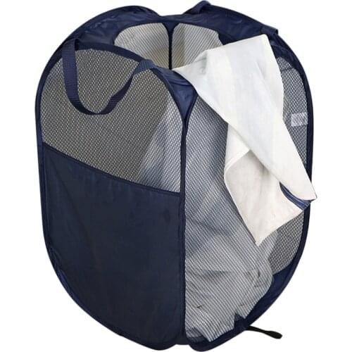 Cloth Storage Basket Mesh Box Sundries Sorting Stand Large Side Handles See-Through Foldable Holder