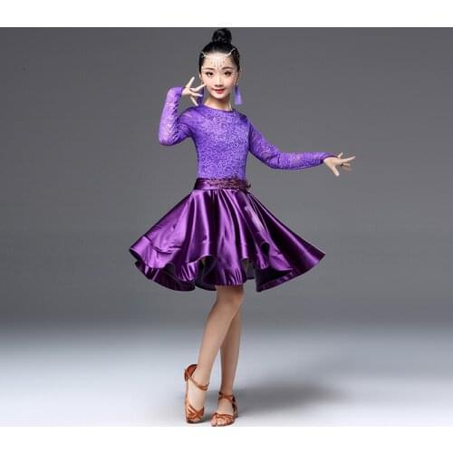 Lace Modern Ballroom Professional Competition Dancewear Kids Fashion Latin Dance Costumes Girls Salsa Tango Practice Dress