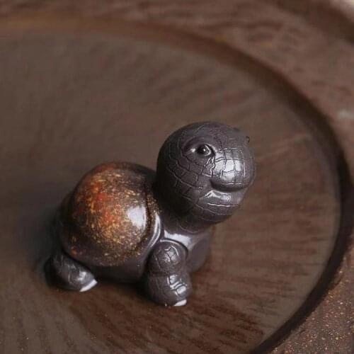 LUWU purple clay teapets tortoise tea decoration handmade chinese kung fu tea set decoration