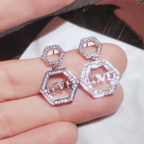 Fashion new LOVE earrings simple and cold wind exaggerated Korean temperament earrings earrings girlfriend gift