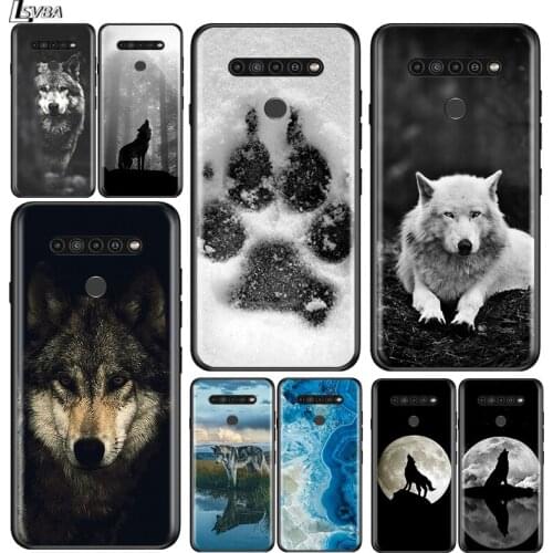 Fashion Black Wolf for LG G8 G8S G8X V30 V35 V40 V50 V60 ThinQ Q60 K40 K50 K51 K61 K71 K92 K62 K42 Black Phone Case