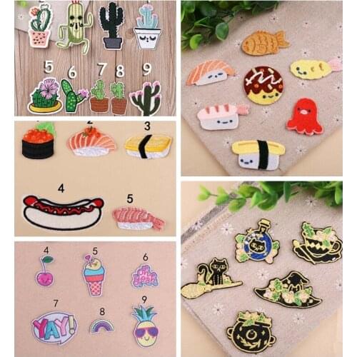 Cartoon Food Dessert Cat Embroidery Ironing Badge DIY Decoration Kids Clothes Accessories Can Be Sewn Washable Labels