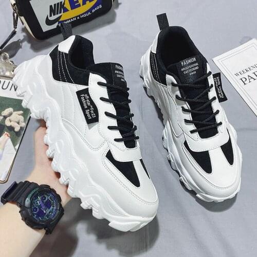 ZEEKSON Korean Campus Sports Thick-soled Mens Shoes Simple Casual Mens Shoes Student Fashion Old Shoes Trend Wild Single Shoes