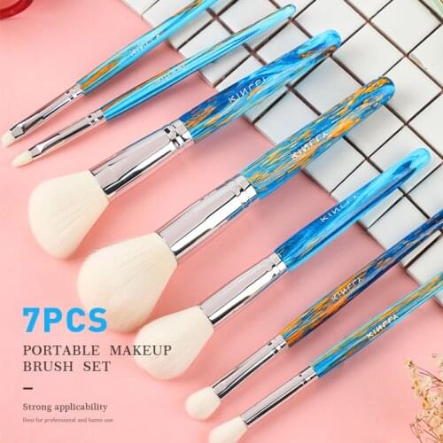 Makeup Brushes Set Crystal Blue Cosmetics Eye Shadow Eyeliner Lip Eyebrow Brushes Professional Beauty Tools Micro Brush Female