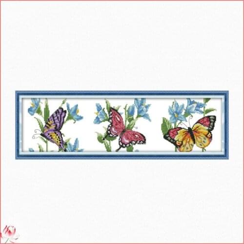 The Three butterflies Cross Stitch Kits Counted Canvas Embroidery Sets 11CT 14CT Animal DIY Handmade Needlework Home Decoration