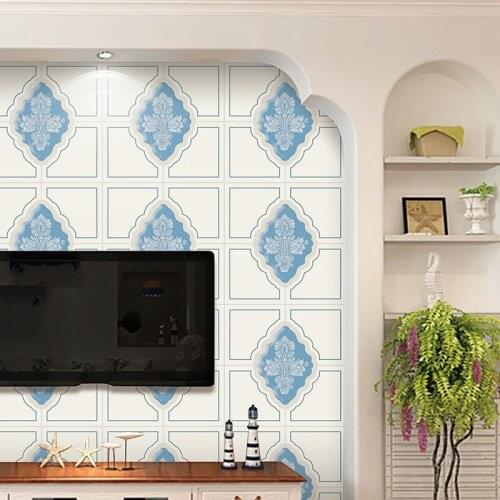 Modern minimalist dormitory non-woven wallpaper bedroom warm living room Grid Waterproof wallpaper 3d solid background wall