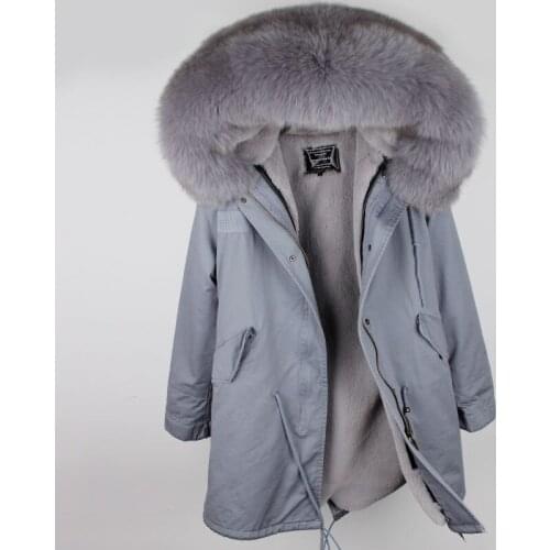 2020 new long women winter jacket parkas real fur coat real big fox fur collar warm thick high quality warm faux fur liner