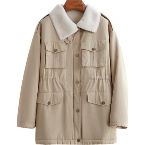 2020 New Fault Code Winter Send Overcome Girls Long Fund Parker Overcoat Leather And Fur Loose Coat Sheep Shearing