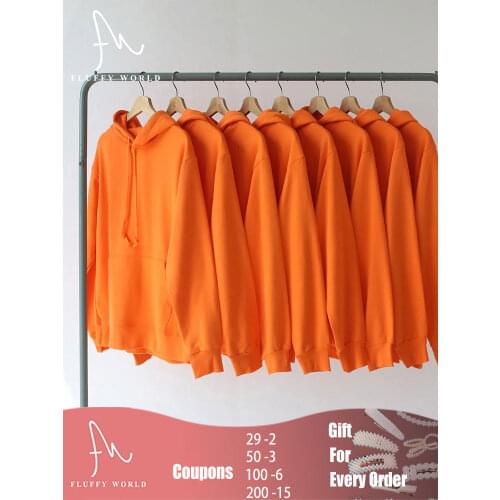 2021 New Oversize Hoodies Sweatshirt Unisex Tracksuit Sports Streetwear Sweatshirt Casual Loose Jumper T-shirt Soda orange