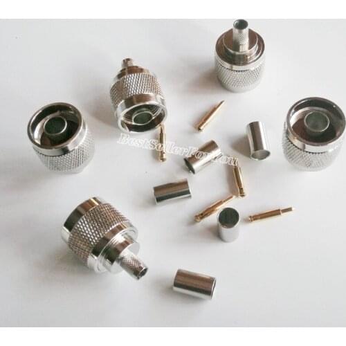 10Piece N Male Plug Crimp For RG5 LMR300 RG212 5D-FB Cable Straight RF Connector