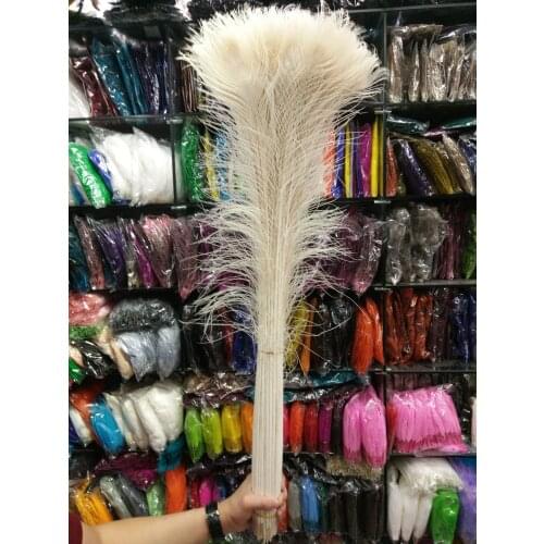 Wholesale Hot 500 PCS Beautiful 28-32inch/70-80cm Beige Natural Feathers For DIY Clothes Craft Making Party Decoration