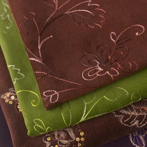 Half Meter Multi Color Flower Embroidered Cotton Corduroy Fabric For China Wind Cheongsam Han Cloth Dress Upper Clothes DIY A125