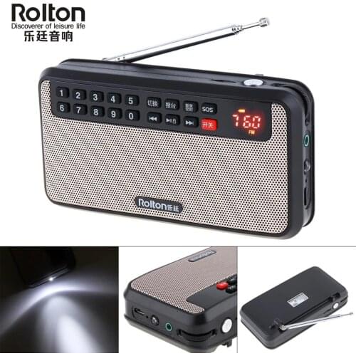 Rolton Portable Digital FM Radio dab radios portatil am fm radyo TF Music Player Speaker with USB LCD Display Flashlight