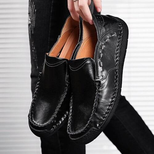 Shoes casual leisure breathable for leather black flat male spring hombre boots mens zapatos causal para cuero sale man fashion