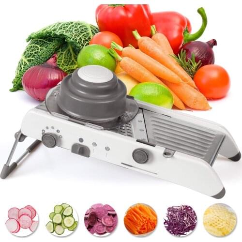 Slicer Manual Vegetable Cutter Professional Grater With Adjustable 304 Stainless Steel Blades Vegetable Kitchen Tool(Gray