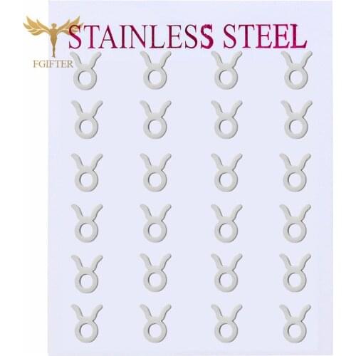 Lucky 12 Zodiac Earrings Taurus Virgo Capricorn Pisces Constellation Symbol Stud Earrings Gold Silver Stainless Steel Jewelry