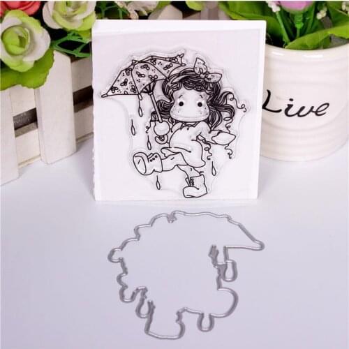 New Girl Cartoon Pattern Stamp And Metal Die Scrapbooking Alphabet Stamp Embossing Craft Making Silicone Transparent Stamps