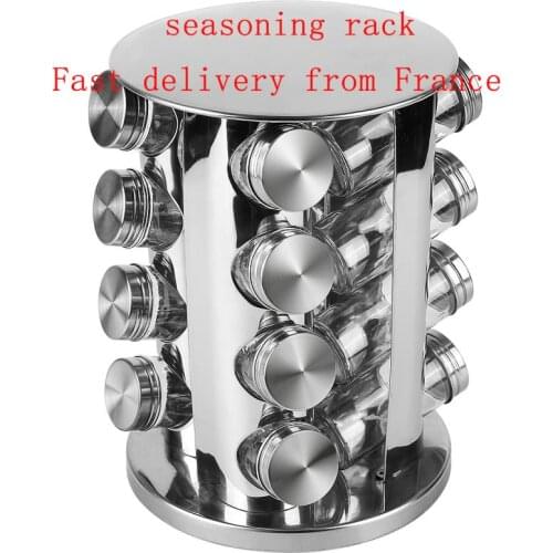 16 Pcs Spice Rack Kitchen Glass Seasoning Salt Pepper Sugar Jars And Stainless Steel Rack Holder Kitchen Storage Spice Rack HWC