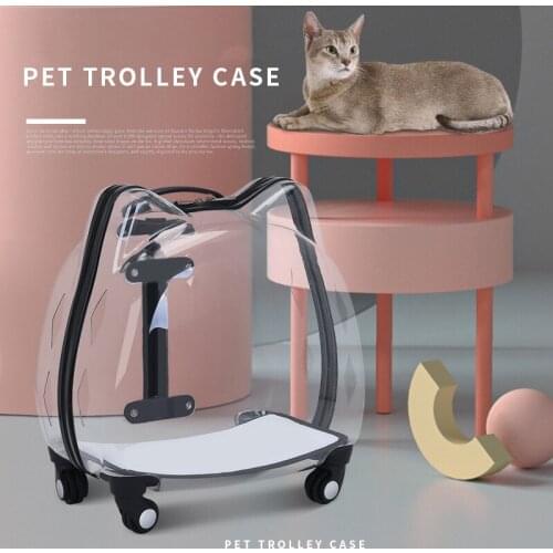 Cat Bag Pet Trolley Case Cat Travel Case 360° Panoramic Transparent Transport Bag Large Capacity Portable Cat And Dog Handbag