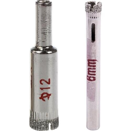 4 Pcs 12mm / 8 Pcs 6mm Dia Diamond Coated Drill Bit Marble Tile Glass Hole Saw Cutter Tool