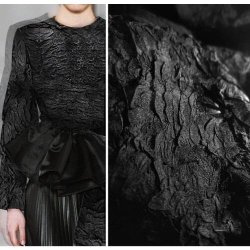 Lin piece texture crepe pleated three-dimensional chiffon skirt designer fabric