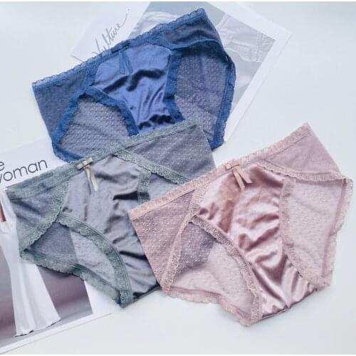 3Pcs Sexy Lace Panties Female Soft Breathable Briefs Transparent Low-Rise Lingeries Women Underwear