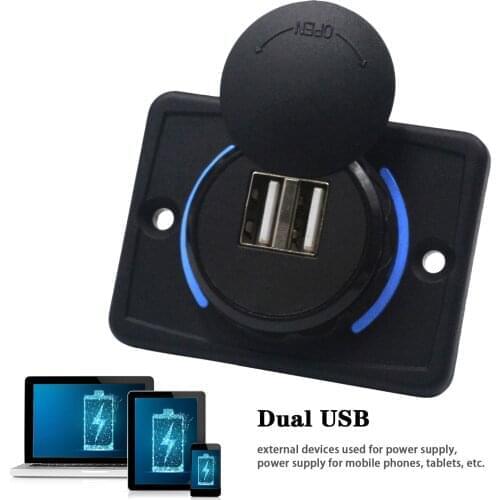 Smart Car Motorcycle Cigarette Lighter Dual USB Port Charger 12V-24V Boat Cigarette Lighter Socket Splitter Power Plug Outlet