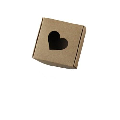 6.5*6.5*3cm Kraft Paper Packaging Box Wedding Party Gift Packing Box With HEART Window For DIY Handmade Soap Jewelry Chocolate C