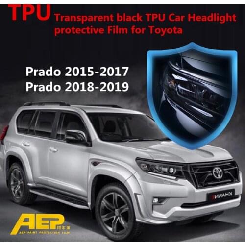 AEP 2017 Transparent black TPU Car Headlight protective Film for Toyota land cruiser prado 2015 2016 2017 2018 2019 sticker 150