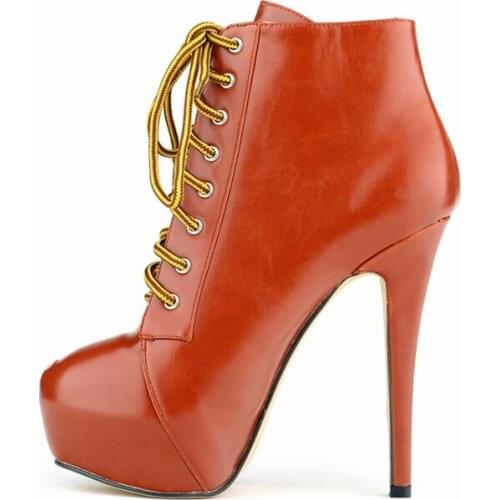 Women Boots 2021 Fashion Sexy 14cm Round Toe Thin High Heels Platform Short Ankle Boots Elegant Autumn Winter Shoes Plus Size