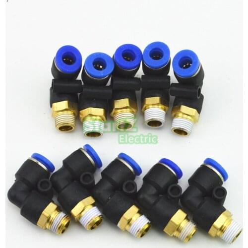 6mm X 1/8'' Thread Pneumatic Male Elbow Connector Tube Air Push In Fitting 10Pcs