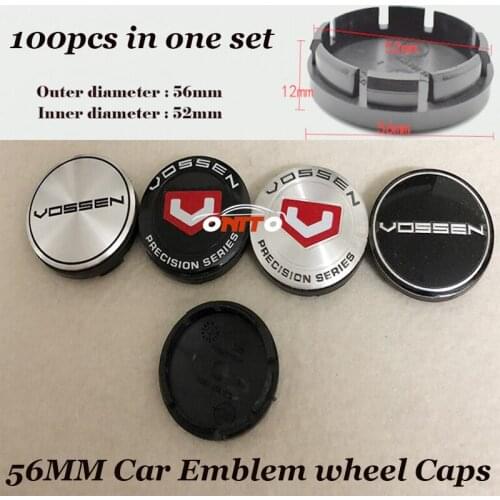 100Pieces of 56mm 2.20inch ABS Label Car Emblem Wheel hub Caps For Vossen logo badge Car Stickers Car Covers Styling