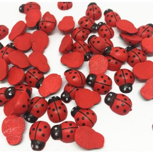 100pcs 9x13mm Red Wood Ladybirds Ladybugs Easter DIY Crafts Toppers Embellishments Scrapbooking Cardmaking