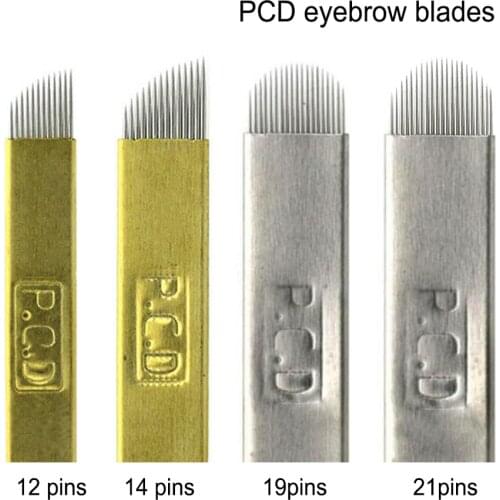 20/50/100/500pcs Tebori Microblading PCD 12F/14F/19U/21U Needles Permanent Makeup Manual Eyebrow Curved and U Shape Blades