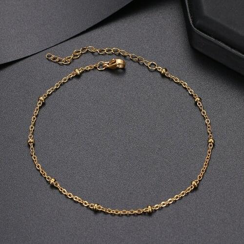 2021 Stainless Steel Fashion New Classic beaded chain Anklets Barefoot Gold Color Anklet For Women Jewelry Party Friends Gifts