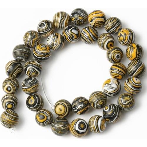 4/6/8/10mm Imitation Yellow Malachite Stone Stripe Eye Beads Round Loose Spacer Beads for Jewelry Making Diy Bracelet Necklace