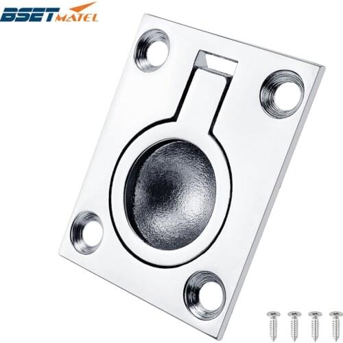 48*38mm Stainless Steel 316 Boat Deck Hatch Latch Cabinet Flush Mount Ring Pull Lift Handle Marine Hardware Accessories