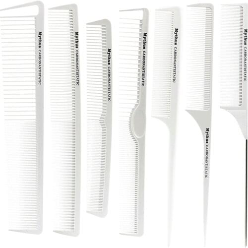 7 Pcs Haircut Carbon Comb In T&G Brand Good Quality Hair Comb For Barber Carbon Fibre Hair Salon Comb Set T-07 In Low Price