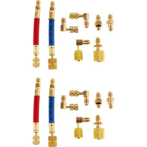 16 Pcs Car Air Conditioning Refrigeration R134A R12 Connector Adapter Hose