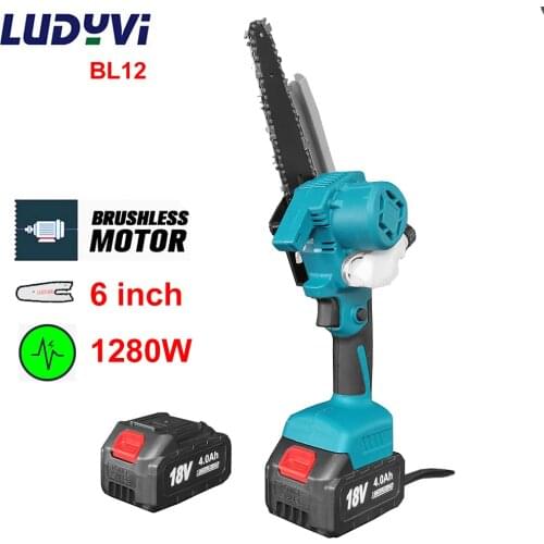 Brushless Electric Saw 1280W 6Inch Chain Saw 4000mah Battery Cordless Chainsaws Woodworking Tools Garden Trimmer For Makita 18V