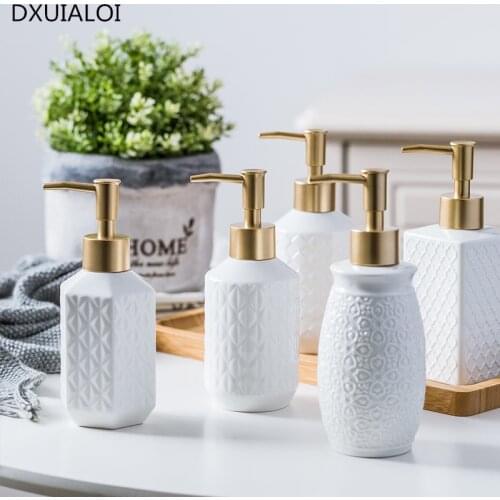 European style bottle of bath washing liquid bath in ceramic emulsion distributor of shower soap foam Modern minimalist decor